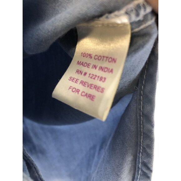 Jean Button Up  Size 10/12 Shirt Rhinestone Embellished Collar - Picture 7 of 7